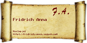 Fridrich Anna névjegykártya